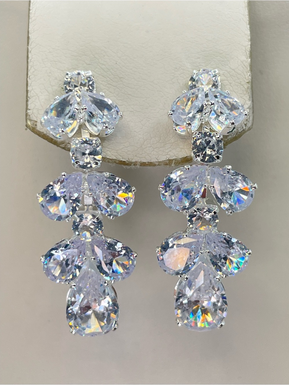 Swarovski Crystal Elements White Crystal Dangle Earrings Bridal Formal